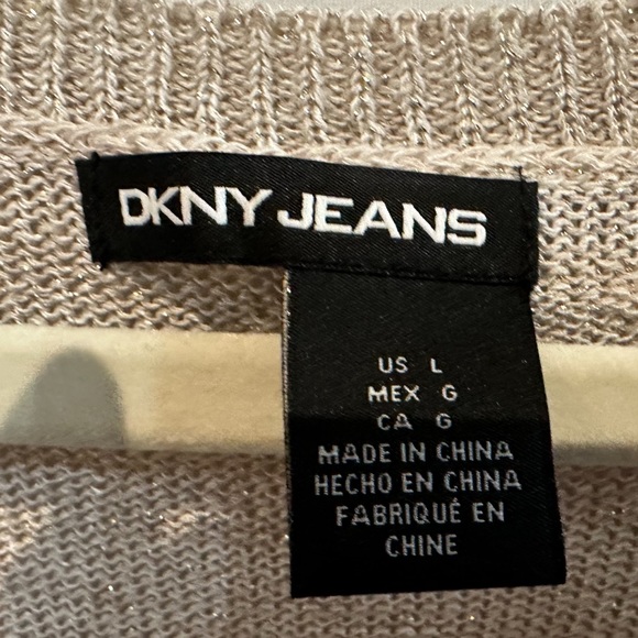 NWT - DKNY Heathered Linen Blend Woven Sweater With Gold Threading - Siz… - Picture 5 of 7